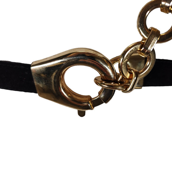 Black Suede Belt Gold Chain Statement Hardware M/L Minimalist Modern main image 6